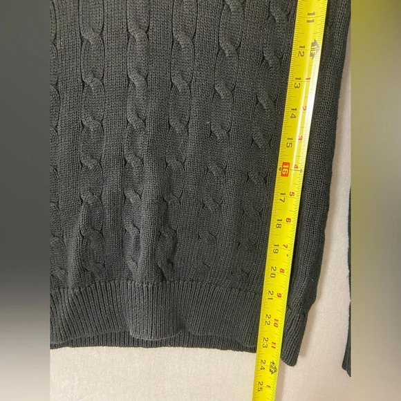 Lauren Ralph Lauren classic black Cable Knit V-neck Collar Sweater Sz PXS - Picture 8 of 9